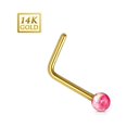thumbnail image 6 of Nose Ring 20g 14Kt. Gold L Bend Nose Stud Ring with 2mm Opal Ball, 6 of 7