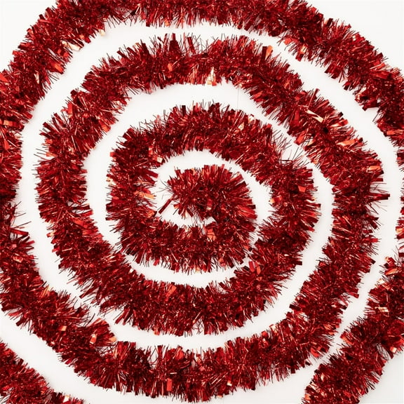 6Pcs Red Tinsel Garland Christmas, Tinsel Garland, Xmas Tree Decorations, Twist Garland for Christmas Tree, New Year, Holiday, Birthday Party Decorations (70.87x2.76In, Red)