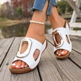 thumbnail image 3 of Modisza Open Toe Wedge Heel Sandals for Women Comfortable Walking Slides with Arch Support Hollow Out Slip on Summer Shoes White size 8, 3 of 7