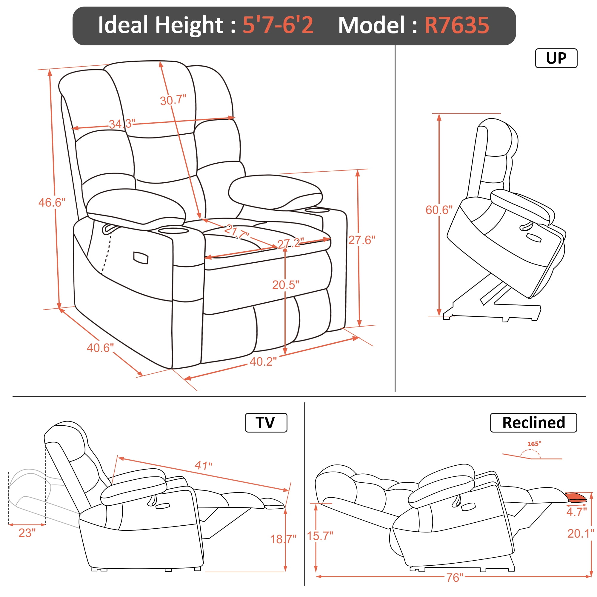 MCombo Oversized Triple Motor Power Lift Recliner with Adjustable Headrest for Big Tall Elderly, Fabric(Burgundy, Large-Wide)