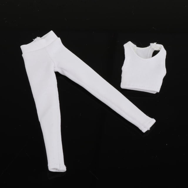 1/12 traje de chaleco y pantalones para mujer, accesorio de ropa en miniatura para modelo de muñeca de 6 ", figuras de femeninos , Blanco Hugo Figura chaleco