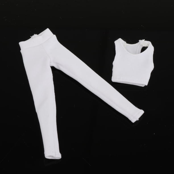 1/12 traje de chaleco y pantalones para mujer, accesorio de ropa en miniatura para modelo de muñeca de 6 ", figuras de femeninos , Blanco Hugo Figura chaleco