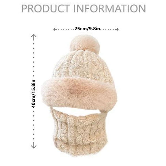 A Hat Beanie Hat With Scarf and Windproof Beanie Hat for Women Warm Winter Knitted Hats for Outdoor