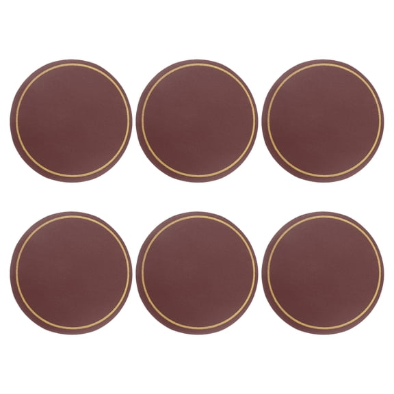 6 Pcs Leather Coasters, Round Drinks Coasters for Coffee Table Housewarming Gifts Home (4 Inch, Wine Red)