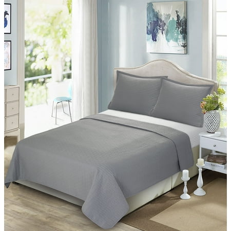 South Point Hospitality Premium Microfiber Coverlets, Full/Queen, Soft Grey