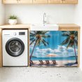 thumbnail image 3 of Summer Beach Coastal Cabinet Curtain 28"Wx35"L,Dustproof Under Sink Skirt with Self Adhesive Tape,Blue Sea Ocean Landscape Hawaii Cabinet Curtain Cover for Bathroom Vanity,Kitchen Sink,Laundry Room, 3 of 9