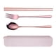 thumbnail image 4 of Set de Cubiertos de Estuche de Cubiertos Cuchilleria Tenedor Cuchillo para Almuerzo Escolar Palillos cuadrados 3 piezas de oro rosa, 4 of 7