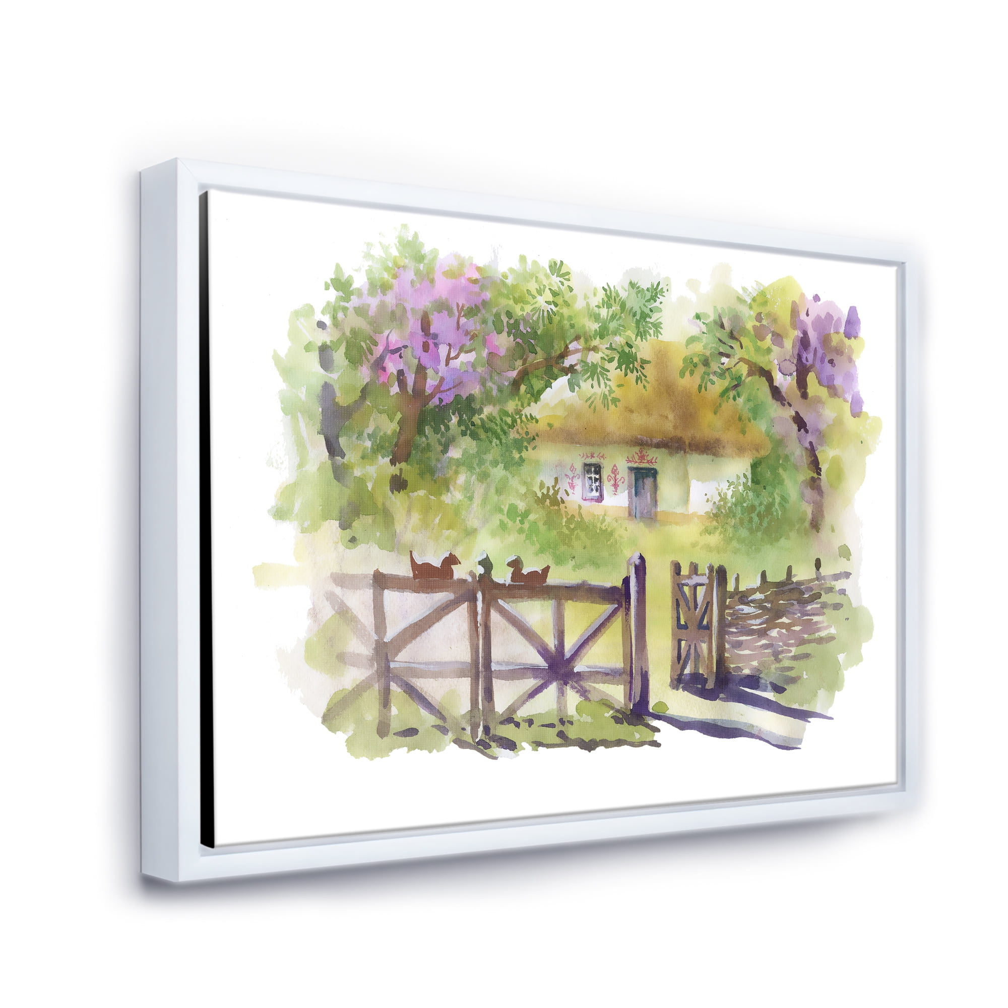 Designart 'Impression of Rustic Cottage In The Woods' Traditional Framed Canvas Wall Art Print