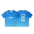 thumbnail image 1 of Camisetas informales a la moda para mujer, camisas de manga corta estampadas, jersey con cuello redondo, camisetas, camisetas de fútbol, estilo Azul XL, 1 of 6