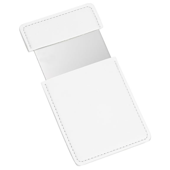 Uxcell Pocket Mirror Stainless Steel Unbreakable Compact Makeup Mirror with PU Leather Case (White, 2.44 x 3.74")