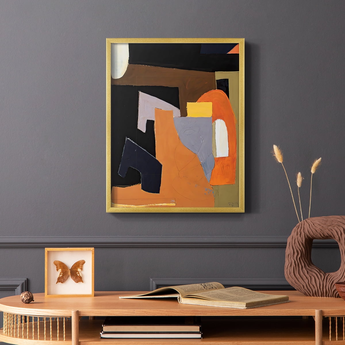 The Olive Press Room Framed Print in Gold Solid Wood Framed Print No Nail Hanging