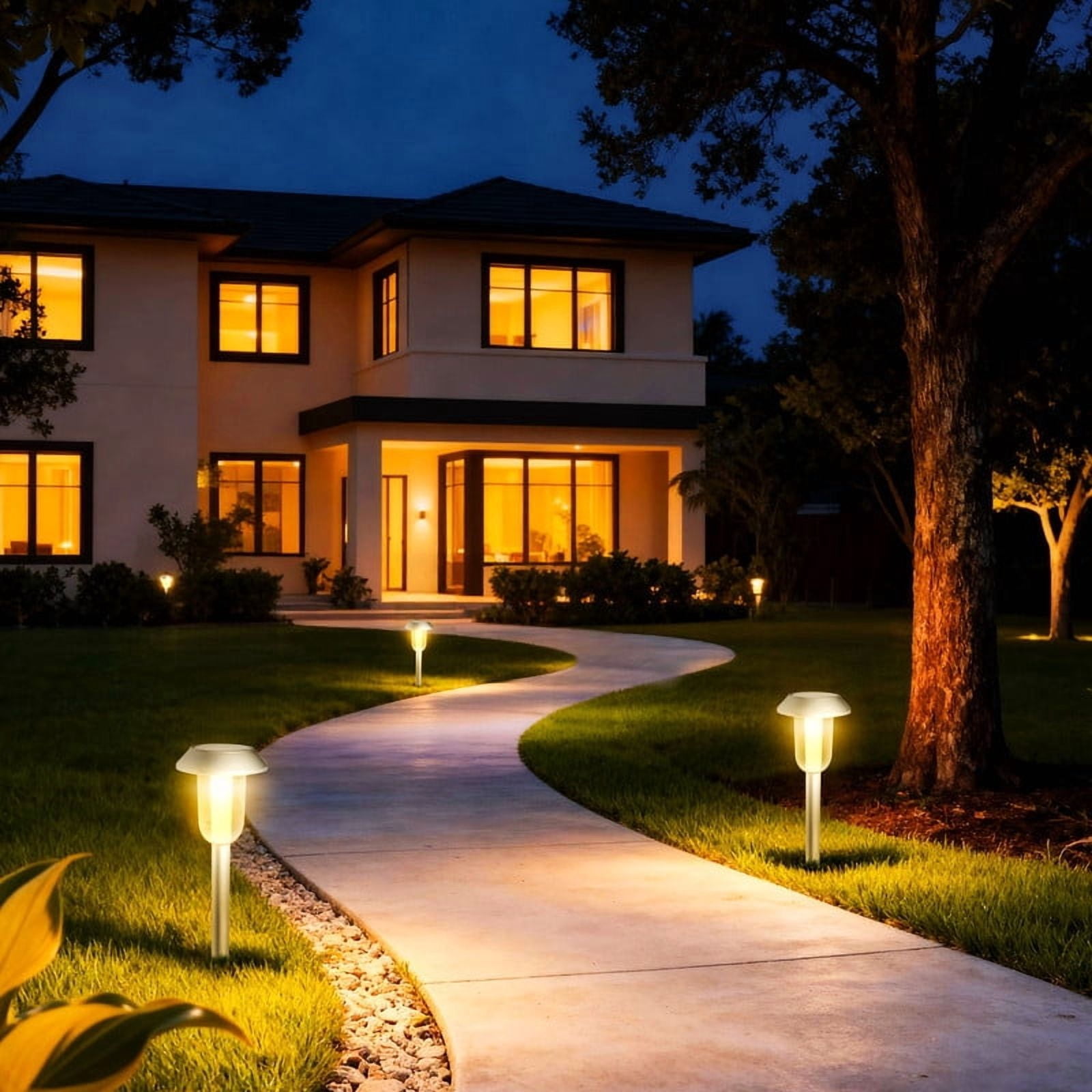 YULINKCO Solar Garden Pathway Lights, Waterproof Outdoor LED Lantern with Warm White Light, Decorative Solar-powered Landscape Lighting for Yard, Patio, and Walkway