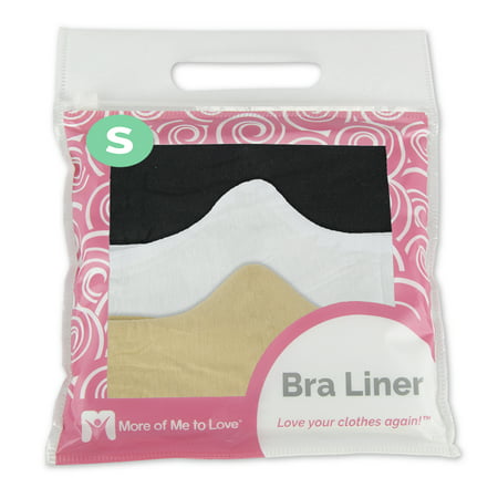 Sweat Wicking 100% Cotton Bra Liner 3-Pack in Black, White and Beige - Size: