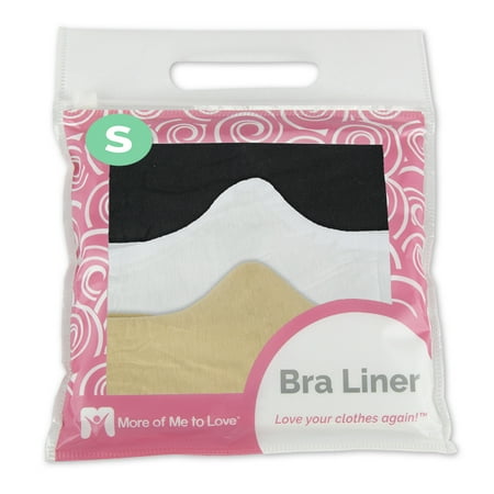 Sweat Wicking 100% Cotton Bra Liner 3-Pack in Black, White and Beige - Size: Small