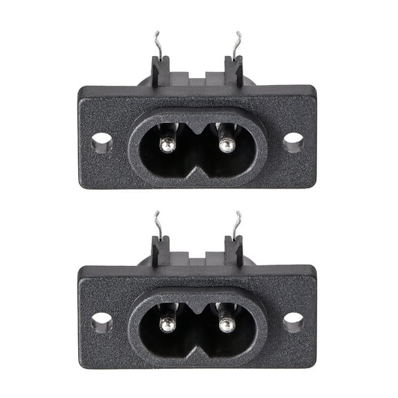 C8 Panel Mount Plug Adapter AC 250V 2.5A 250V 5A 2 Pins IEC Inlet Module Plug Power Socket Right Angle 2 pcs