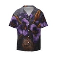 thumbnail image 2 of Lsque Ornate Purple Floral Vase print Men's Cuban Collar Short Sleeve Shirt Summer Beachwear Casual Button Down Fashionable Vacation Leisure Shirt-X-Large, 2 of 7