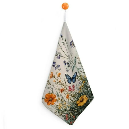 

Patifu Flowers Butterflies Painting Quick-Dry Hand Towels 30x30cm Superfine Fiber Kitchen Bathroom Gym Use 4pcs