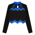thumbnail image 5 of iiniim Girls Cheer Leader Team Uniform Ball Game Cheerleading Dance Long Sleeve Crop Top Royal Blue 10, 5 of 7