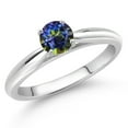 thumbnail image 2 of Gem Stone King 10K White Gold Blue Mystic Topaz Solitaire Engagement Ring for Women (0.50 Cttw, Round 5MM, Available in Size 5, 6, 7, 8, 9), 2 of 4
