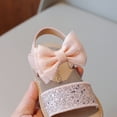 thumbnail image 3 of Sequin Bow Girls Dress Sandals for Toddler Little Kids Bling Summer Open Toe Dressy Princess Flats Wedding, 3 of 5