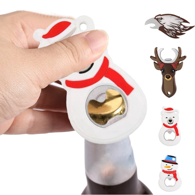 Xihbxyly Abridor de Botellas de Cerveza Navideño, Adhesivo Magnético para Refrigerador, Diseño Festivo de Dibujos Animados, Acero Inoxidable Duradero, Práctico Utensilio Doméstico, Fácil de Guardar,