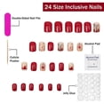 thumbnail image 2 of Uñas postizas navideñas cortas cuadradas rojas brillantes con diseño de gorro de Papá Noel, 24 unidades., 2 of 5