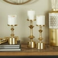 thumbnail image 2 of CosmoLiving by Cosmopolitan 3 Candle Gold Aluminum Metal Pillar Candle Holder, Set of 3, 2 of 8