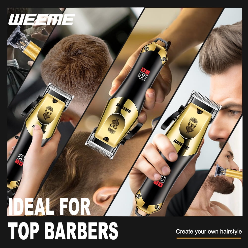 Men's Hair Clipper Kit, Cordless Professional T-Blade Trimmer Set with Adjustable Fade Dial, 4 Guide Combs (1.5-6mm), USB Rechargeable 2-in-1 Razor for Hair & Beard, Home Salon Barber Tool Gift