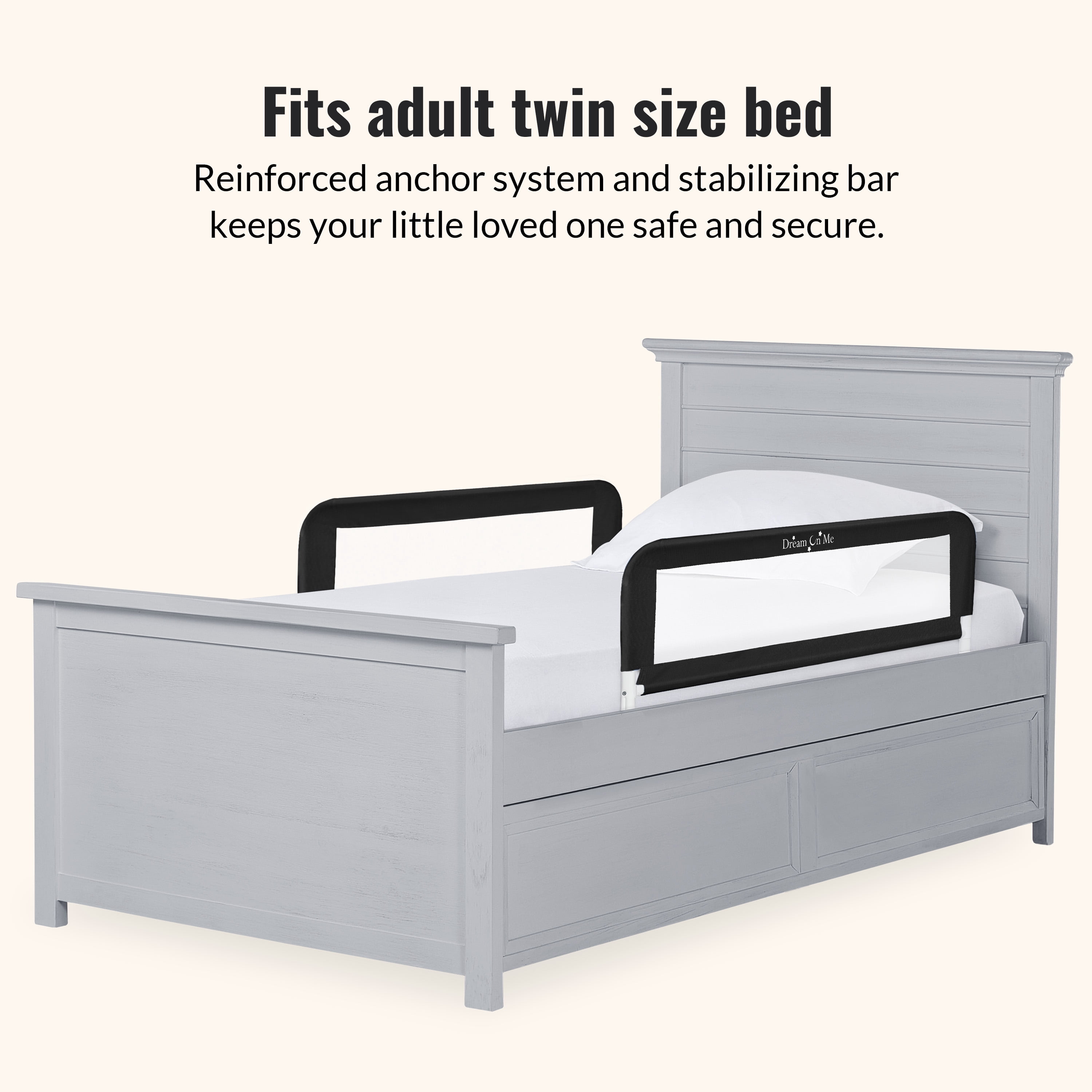 Dream On Me Mesh Security Bed Rails, Double Pack, Black