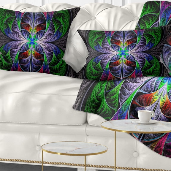 Designart Beautiful Fractal Stained Glass - Abstract Throw Pillow - 12x20
