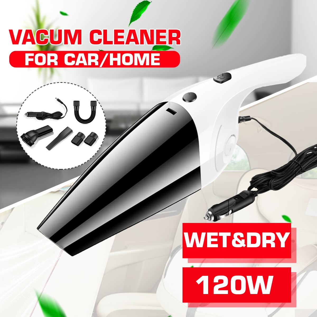 Car Vacuum Cleaner 12V 120W For Auto Mini Portable Wet Dry Handheld
