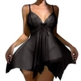 thumbnail image 1 of Gibobby Pijamas para mujer Pijama sexy de encaje para mujer Lencería sexy Traje de pijama con tirantes de malla(Negro,XL), 1 of 5