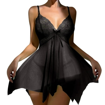 

Womens Lace Pajamas Lingerie Mesh Suspender Pajama Suit