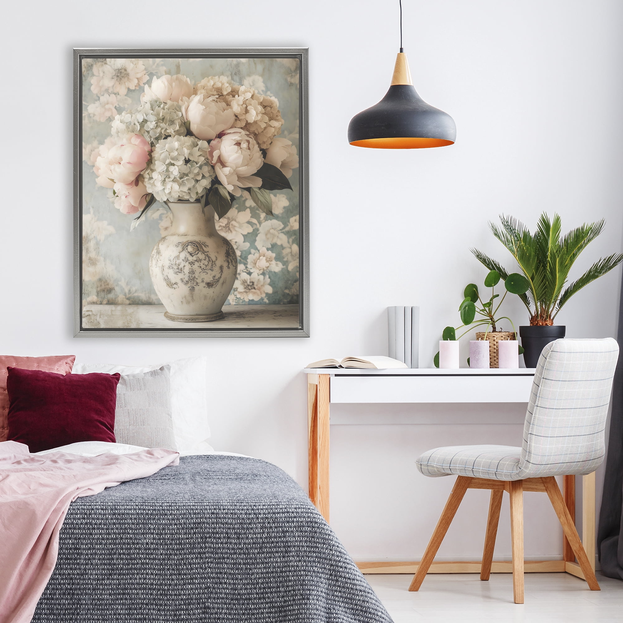 Stupell Industries Delightful Arrangement of Flowers Gray Framed Floater Canvas Wall Art, design by Creative Studio