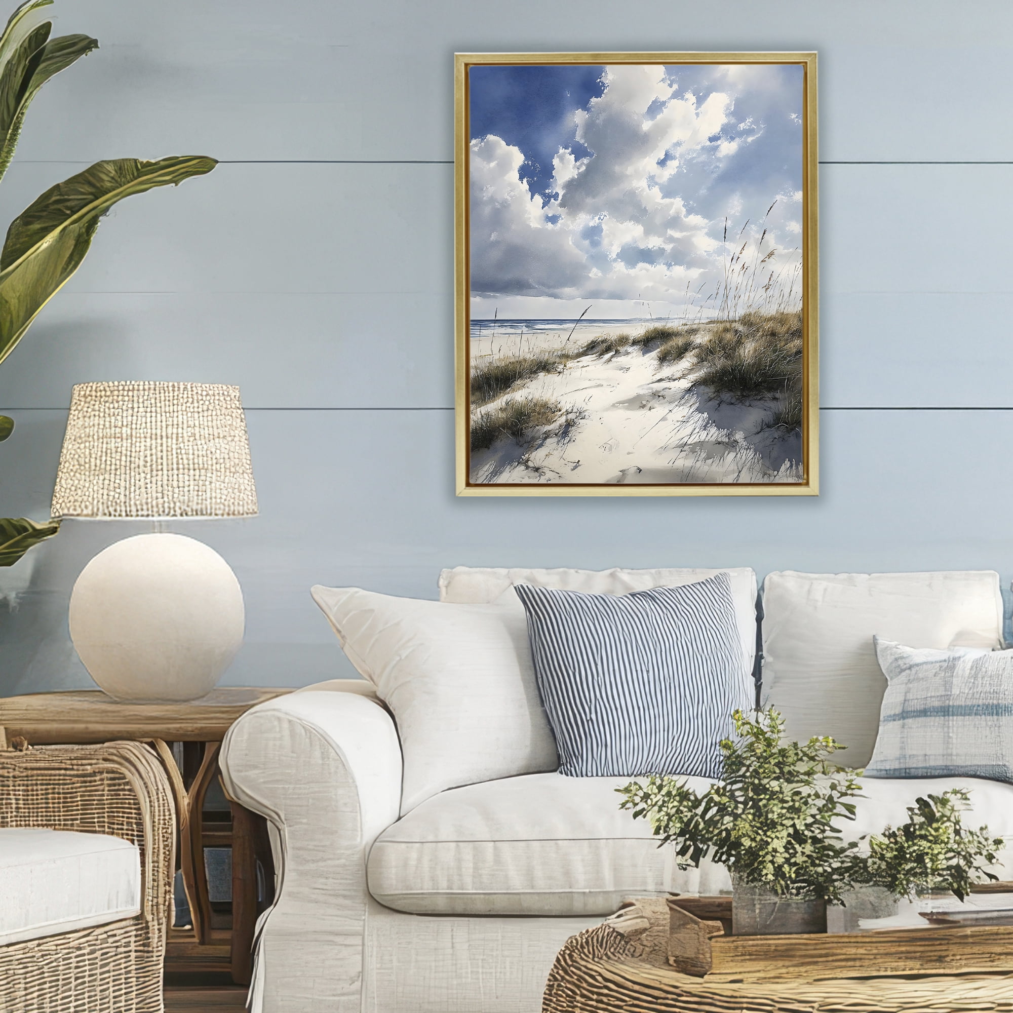 Stupell Industries Midday Sunny Beach Dunes Gold Framed Floater Canvas Wall Art, design by Franklyn Gregory