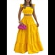 thumbnail image 1 of Conjunto de 2 Piezas para Mujer: Top Corto con Tirantes Finos y Falda Larga con Volantes y Cintura Fruncida Amarillo S, 1 of 6