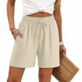 thumbnail image 7 of Delayuji Women's Short Solid Color Loose Breathable Elastic Tie Up Cotton Linen Shorts For Women Summer, 7 of 7