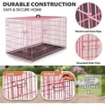 thumbnail image 3 of 30 Inch Dog Crates for Small Medium Dogs Folding Metal Wire Crates Dog Kennels Outdoor and Indoor Pet Dog Cage Crate with Double-Door,Divider Panel, Removable Tray and Handle,Pink, 3 of 6