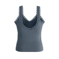 thumbnail image 5 of Womens Tank Tops Ribbed Fitted Lace Trim Camisole Sleeveless Summer Trendy Casual Basic Cute Cami Tops with Chest Padded Blue, 5 of 5