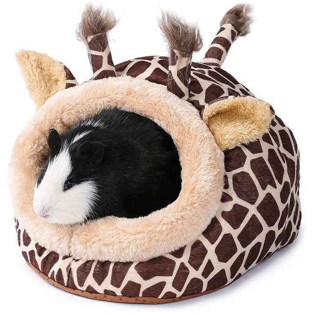 Lit pour Animaux Accessoires pour Cochon d'Inde Cage Habitat Jouet Cachette Maison Lavable, m, Girafe