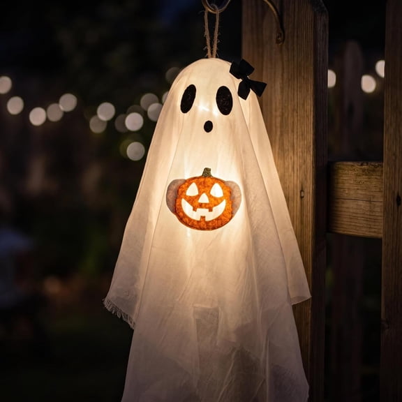 Halloween Decorations 3FT Hanging Swinging Ghost Outdoor Yard Decor | Floating Ghost Ornament for Front Porch Lawn Tree Haunted House Trick Or Treat Fall Harvest Party Decor
