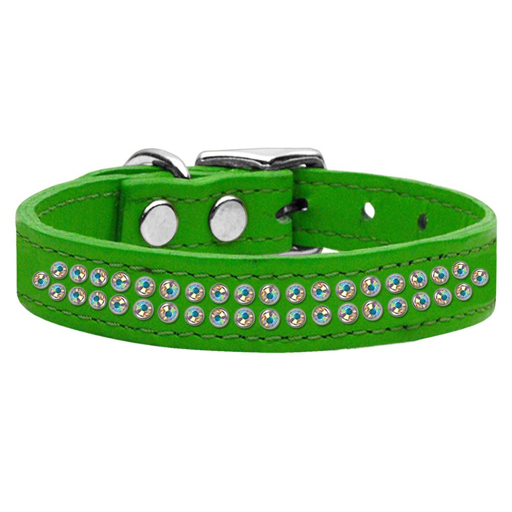 Two Row Ab Jeweled Leather Dog Collar Size 20