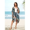 thumbnail image 4 of WIHOLL Women's Cover Up Floral Print Kimono Cardigan Loose Casual Blouse Summer Swimsuit Beach, 4 of 10