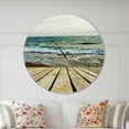 thumbnail image 2 of Designart 'Wooden Pier in Waving Sea ' Modern wall clock, 2 of 6