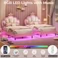 thumbnail image 6 of Afuhokles Twin Size Bed Frame with LED Lights and Princess Crown, LED Velvet Upholstered Platform Bed Frame with Adjustable Headboard, Pink, 6 of 7