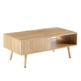 thumbnail image 5 of Oufan 41.34" Rattan Coffee table, sliding door for storage, solid wood legs, Modern table for living room , natural, 5 of 7