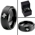 thumbnail image 4 of Tungsten Texas The Lone Star State Band Ring 8mm Men Women Comfort Fit Black Step Bevel Edge Brushed Polished, 4 of 4
