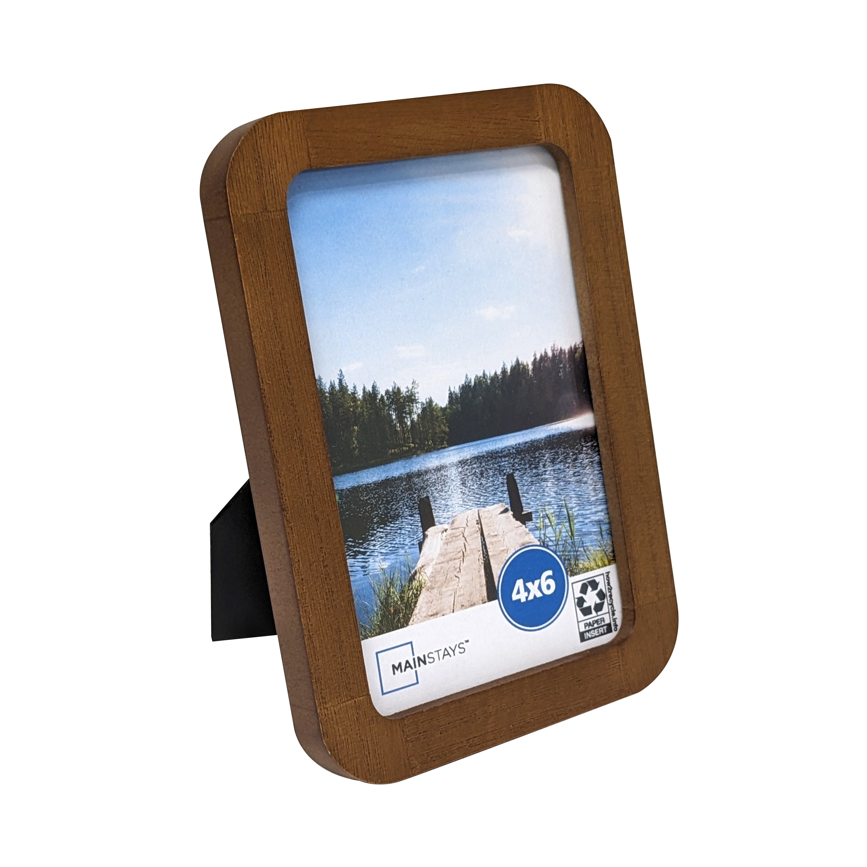 Mainstays – 4x6 Picture Frame – Walnut Wood Finish Rounded Corners Tabletop Photo Frame