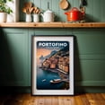 thumbnail image 6 of Seaside Serenity: Portofino Vintage Poster - Portofino Liguria Italy Illustration Black Framed Wall Art Print 20 x 30 inches, 6 of 8