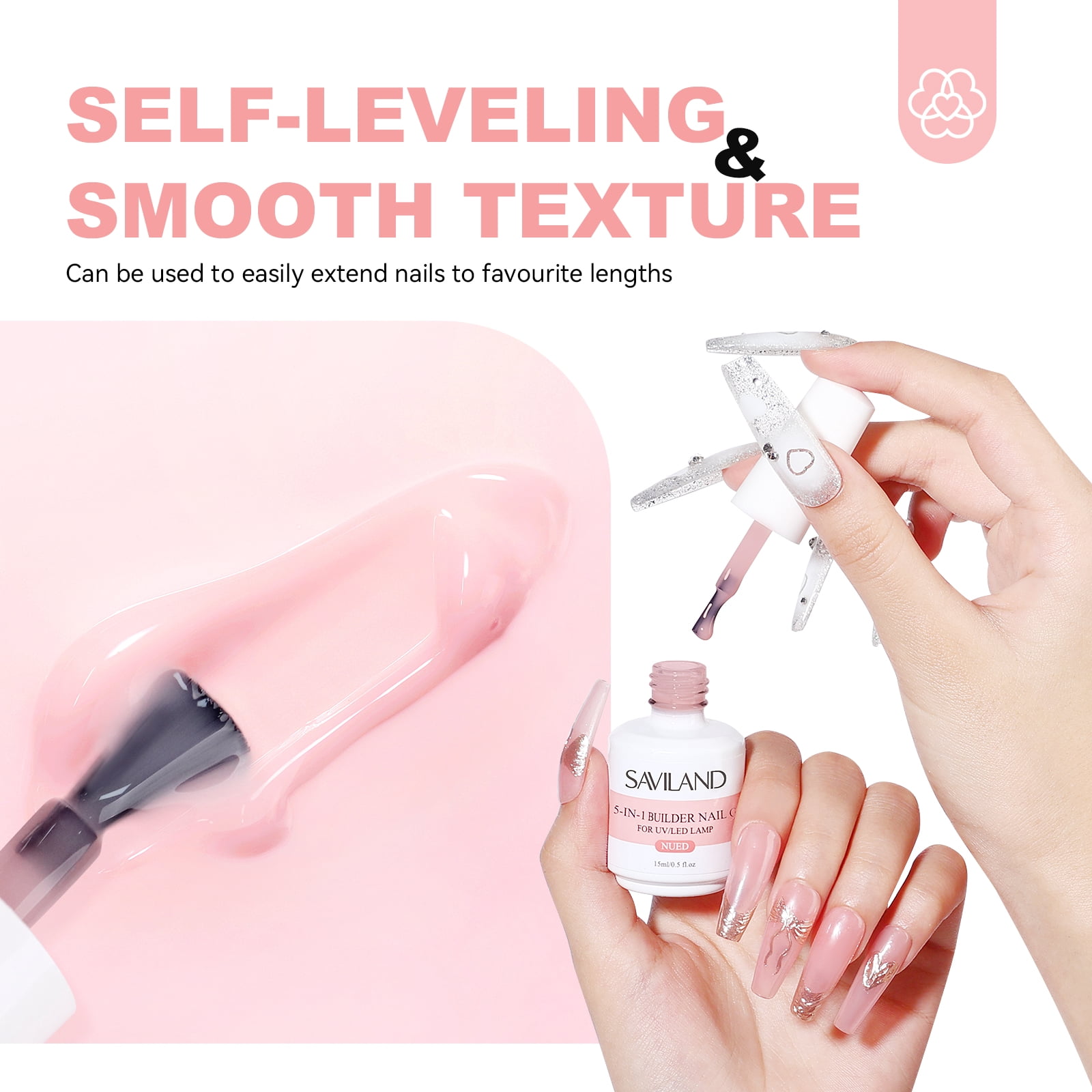 ASENTER 5-in-1 Clear Gummy Builder Gel – UV-Gel Für Nagelverlängerung, Aufbau & Nagelkleber